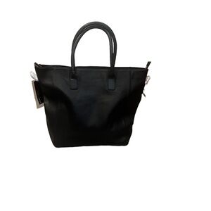 NWT Bond Street Black Vegan Leather Tote‎ Bag,